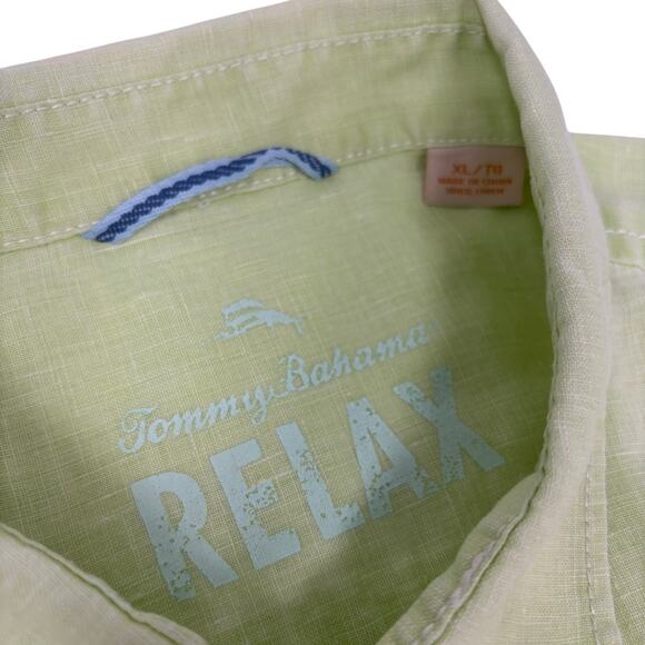 Tommy Bahama Mens XL Light Green 100% Linen Long Sleeve Button Up Shirt - Picture 2 of 6